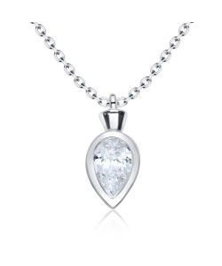Teardrop Shaped CZ Silver Necklace SPE-3214